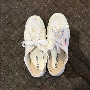 Superga Off-White Canvas Lace-Up Sneakers